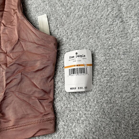 Free People Be Cool Pink Satin Scoop Neck Brami Crop Top Women's Size Small NWT - Picture 3 of 6
